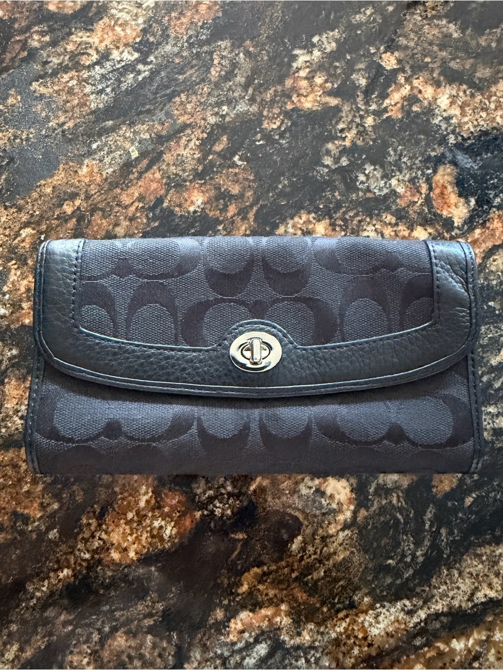 Coach Black Signature Turn-Lock Wallet